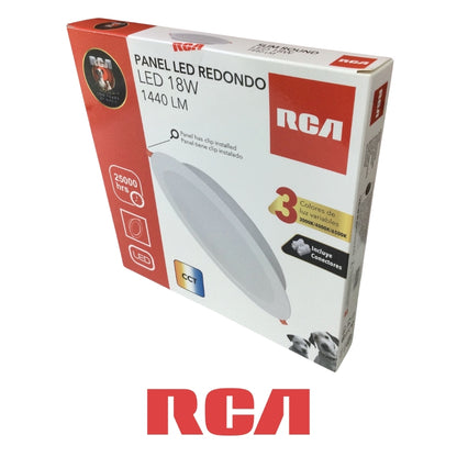PANEL LED REDONDO EMPOTRABLE CCT 18W 1440LM 3000K/4000K/6500K 85-277V 242*225*29MM RCA (RLRL18CCT)