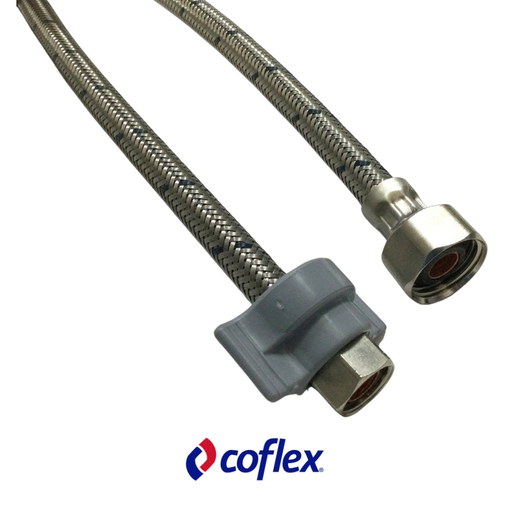 TUBO DE ABASTO LAVAMANO Y FREGADOR 3/8 IN X1/2 IN FIP X 20 IN DE ACERO INOXIDABLE B-SFC-A20 COFLEX