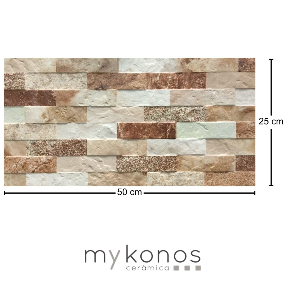 REVESTIMIENTO CERAMICO MYKONOS BEIGE MATE 25X50CM 1.63M2/CAJA