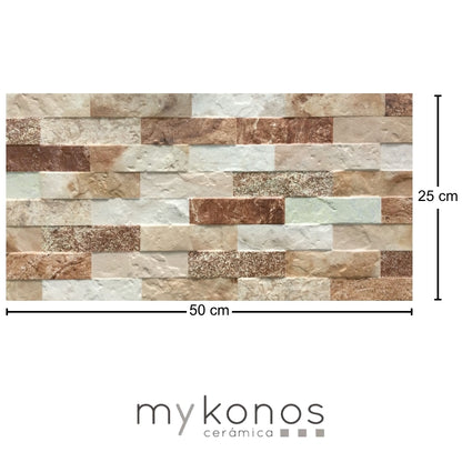 REVESTIMIENTO CERAMICO MYKONOS BEIGE MATE 25X50CM 1.63M2/CAJA