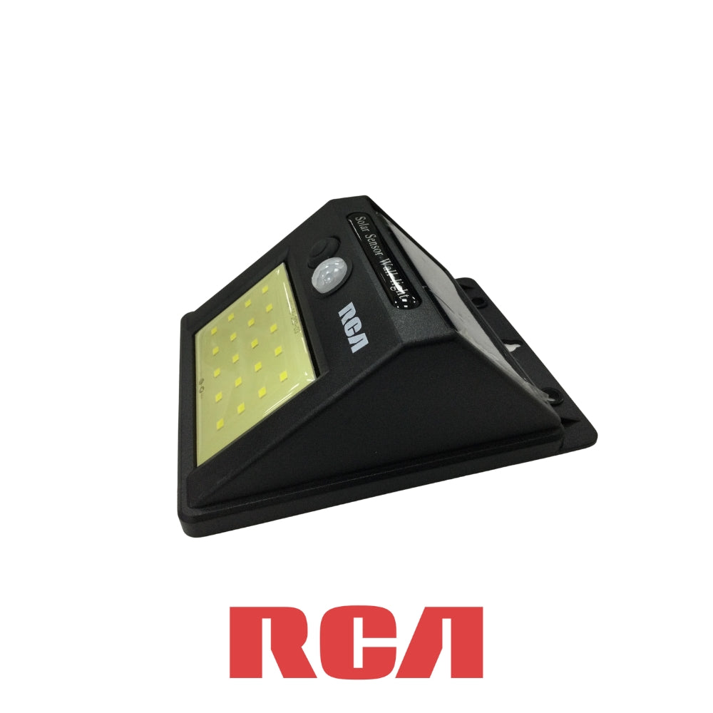 LAMPARA DE SEGURIDAD SOLAR WALL PACK CON SENSOR MOVIMIENTO Y FOTOCELDA 160 LM RCA (RLSOLD075W)