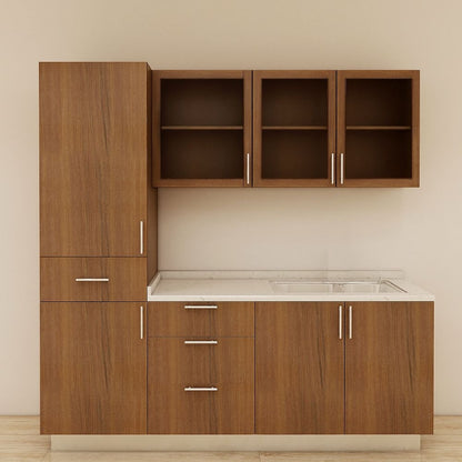 MUEBLE DE COCINA CON FREGADOR Y GABINETE AEREOS COLOR CHOCOLATE YKL-CG-13/TH2215 DERECHO 2.20M