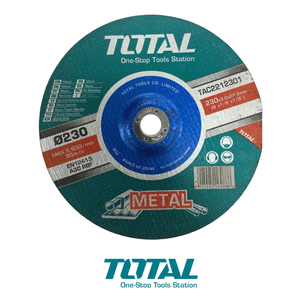 DISCO DE CORTE PARA METAL CONCAVO 9 PULGADASX1/8 PULGADASX7/8 PULGADAS 230X3X22.2MM TOTAL TAC2212301