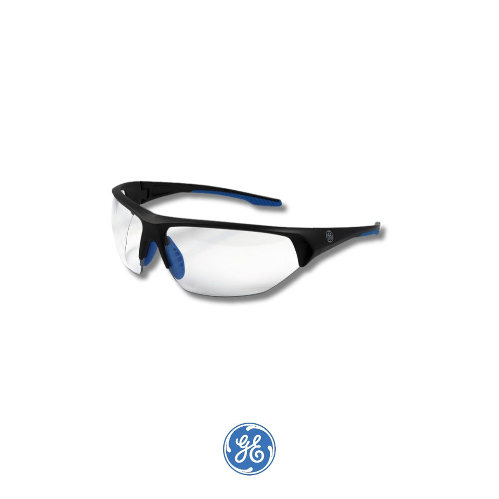 LENTE DE SEGURIDAD ANTI-RAYADURA/ANTI-EMPAÑO SERIE 04 GE104SAF DE COLOR NEGRO Y AZUL ANSI Z87.1