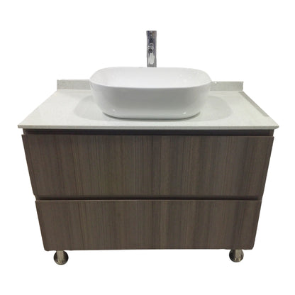 MUEBLE DE BAÑO EN PLYWOOD LAMINADO CON LAVAMANO Y GRIFERIA 2 GAVETAS 1.00X0.55X0.85 M COLOR MADERA YK201-C4 MOD. YKL-V006-PLY