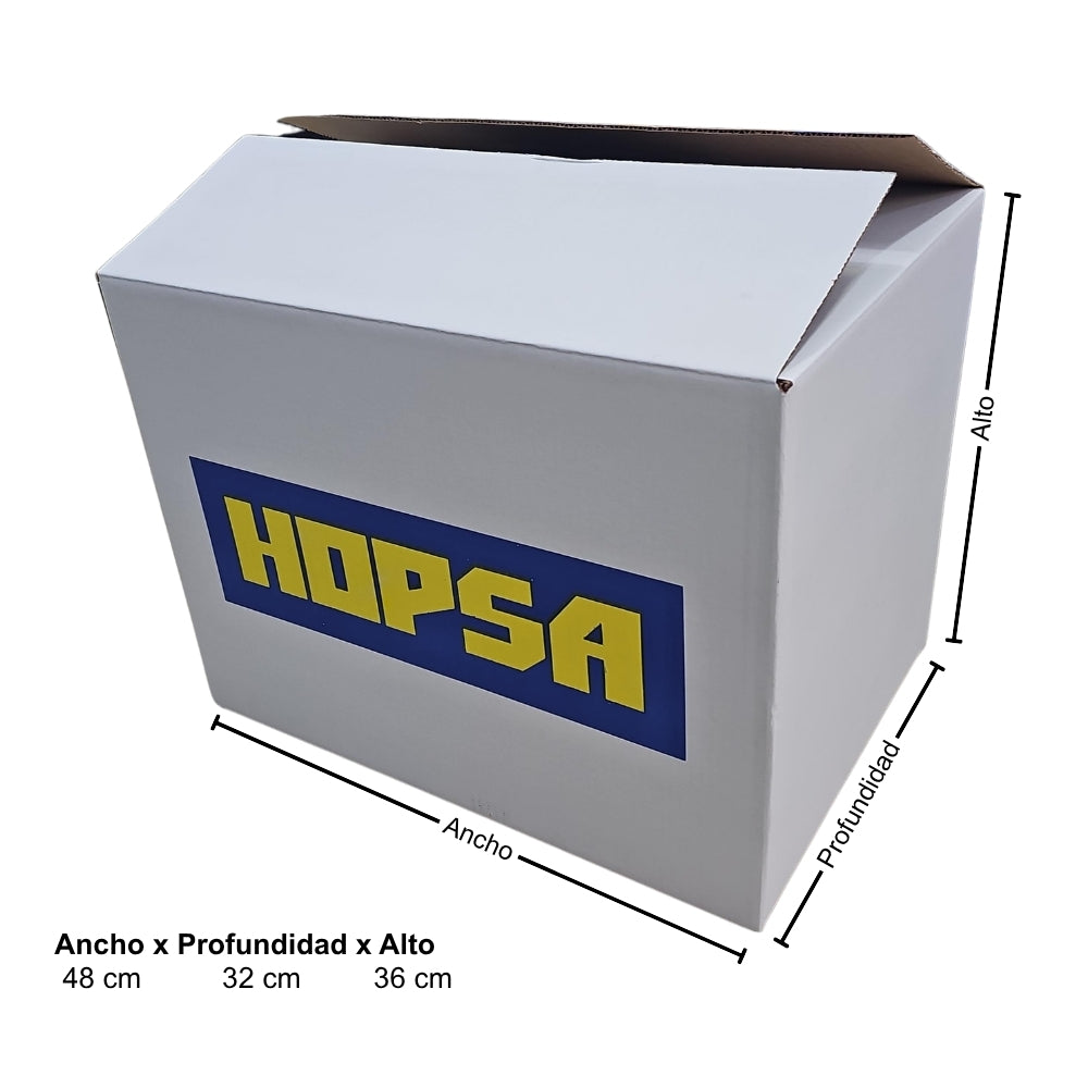 CAJA DE CARTON MEDIANA 48 X 32 X 36 CM KRAFT/BLANCO