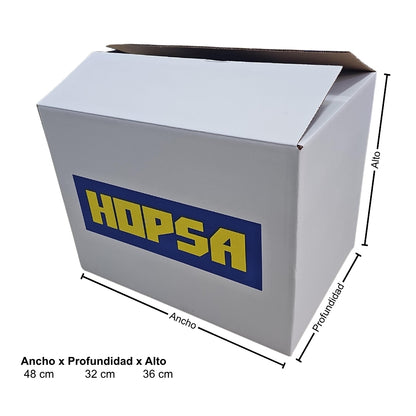 CAJA DE CARTON MEDIANA 48 X 32 X 36 CM KRAFT/BLANCO