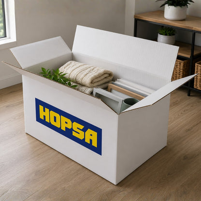 CAJA DE CARTON GRANDE 59 X 32 X 42 CM KRAFT/BLANCO