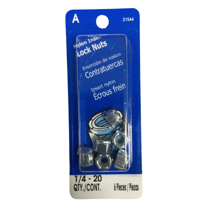 TUERCA AUTOBLOCANTE INSERTO NYLON 1/4 PULGADAS-20 ROSCA ESTANDAR