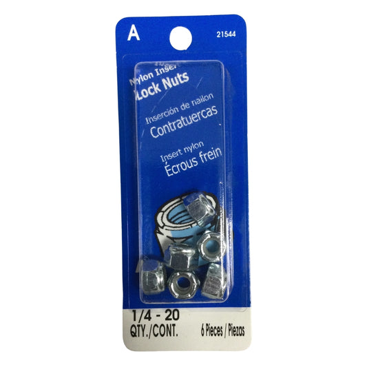 TUERCA AUTOBLOCANTE INSERTO NYLON 1/4 PULGADAS-20 ROSCA ESTANDAR