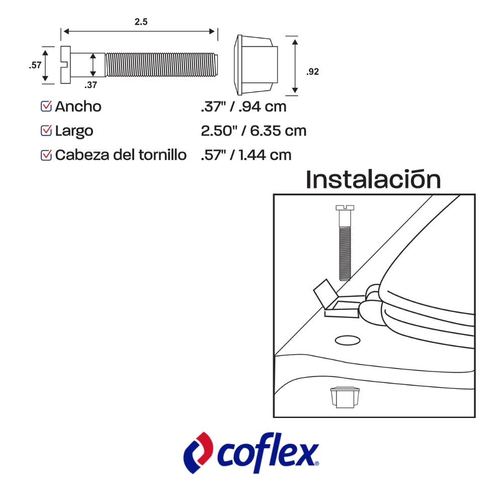 TORNILLOS PLASTICO PARA ASIENTO DE INODORO COFLEX - PAR