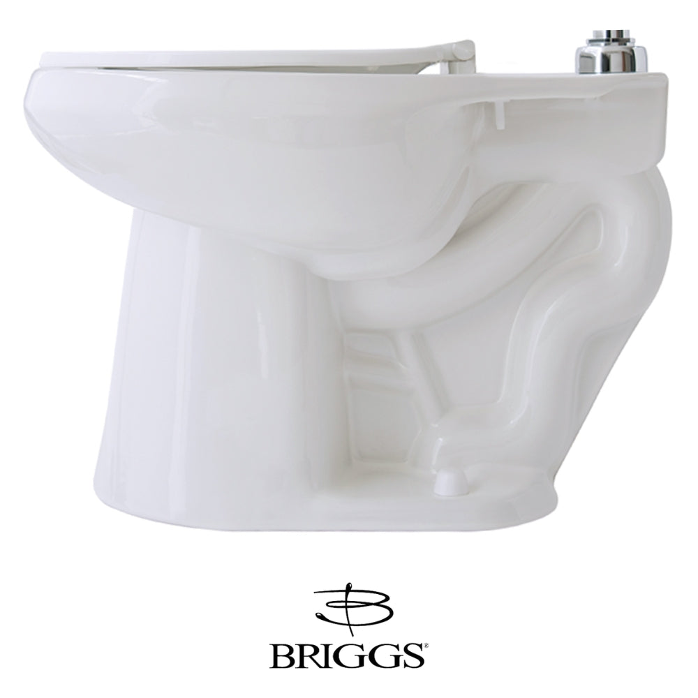 TAZA DE FLUXOMETRO CARLTON ADA HET CON SPUD METÁLICO Y ASIENTO SIN TAPA BRIGGS COLOR BLANCO