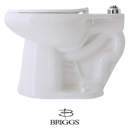 TAZA DE FLUXOMETRO CARLTON ADA HET CON SPUD METÁLICO Y ASIENTO SIN TAPA BRIGGS COLOR BLANCO