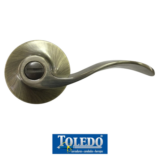 CERRADURA DE  LEVER JAEN BOTON BRONCE ANTIGUO TOLEDO