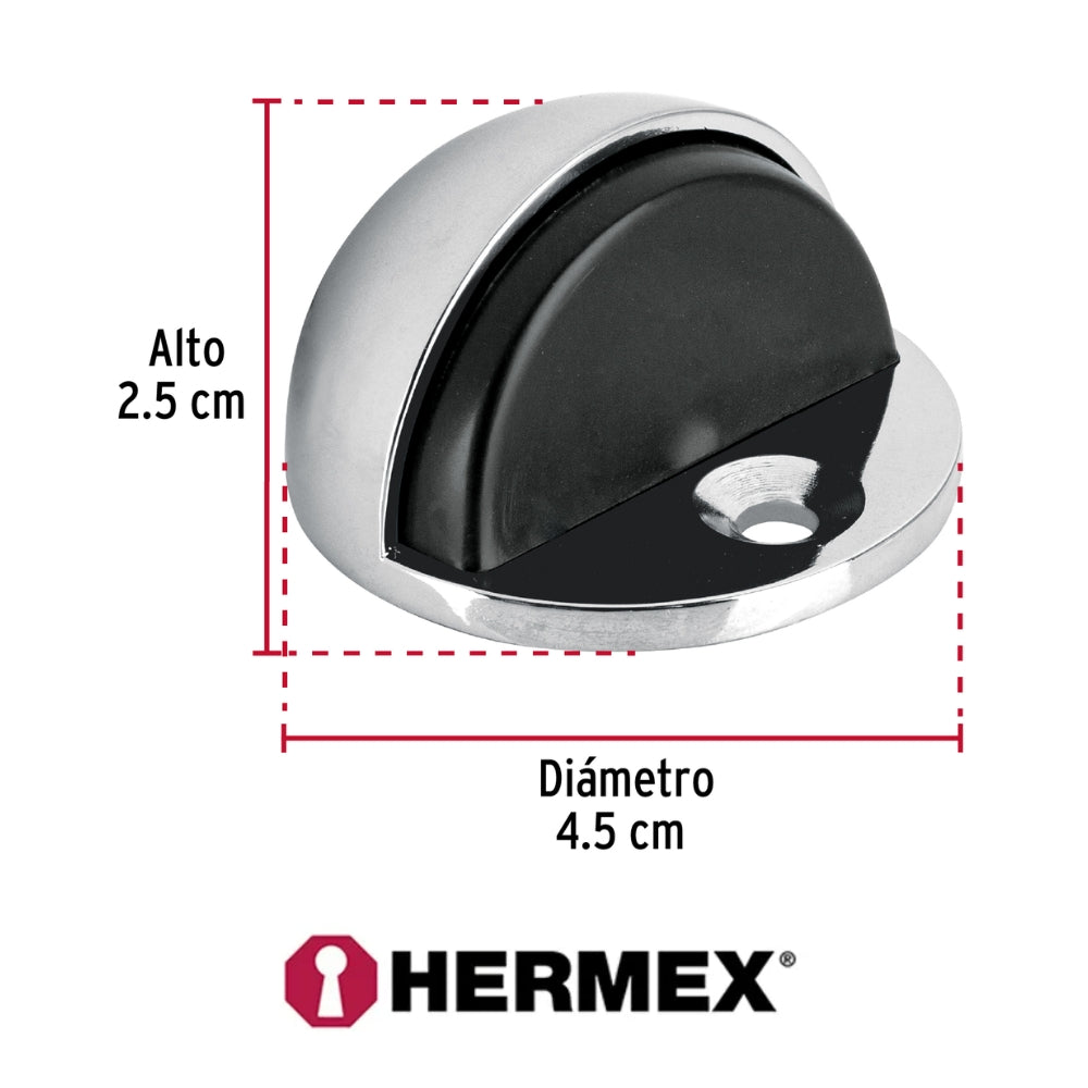 TOPE DE PUERTA TIPO DOMO CROMADO HERMEX