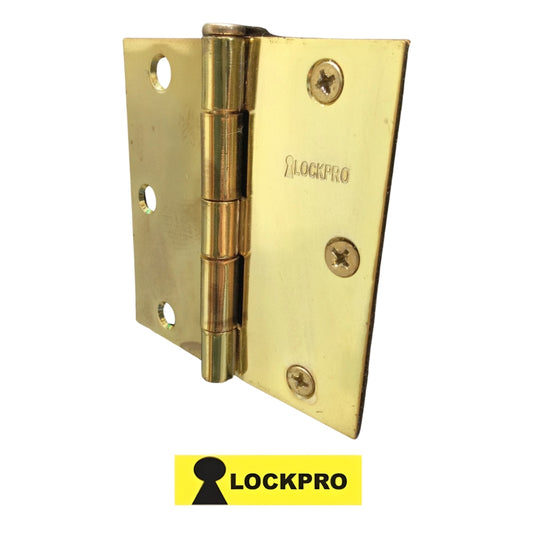 BISAGRA DORADA 3-1/2 PULGADAS X 3-1/2 PULGADAS PAR 2.0 MM ESPESOR LOCKPRO