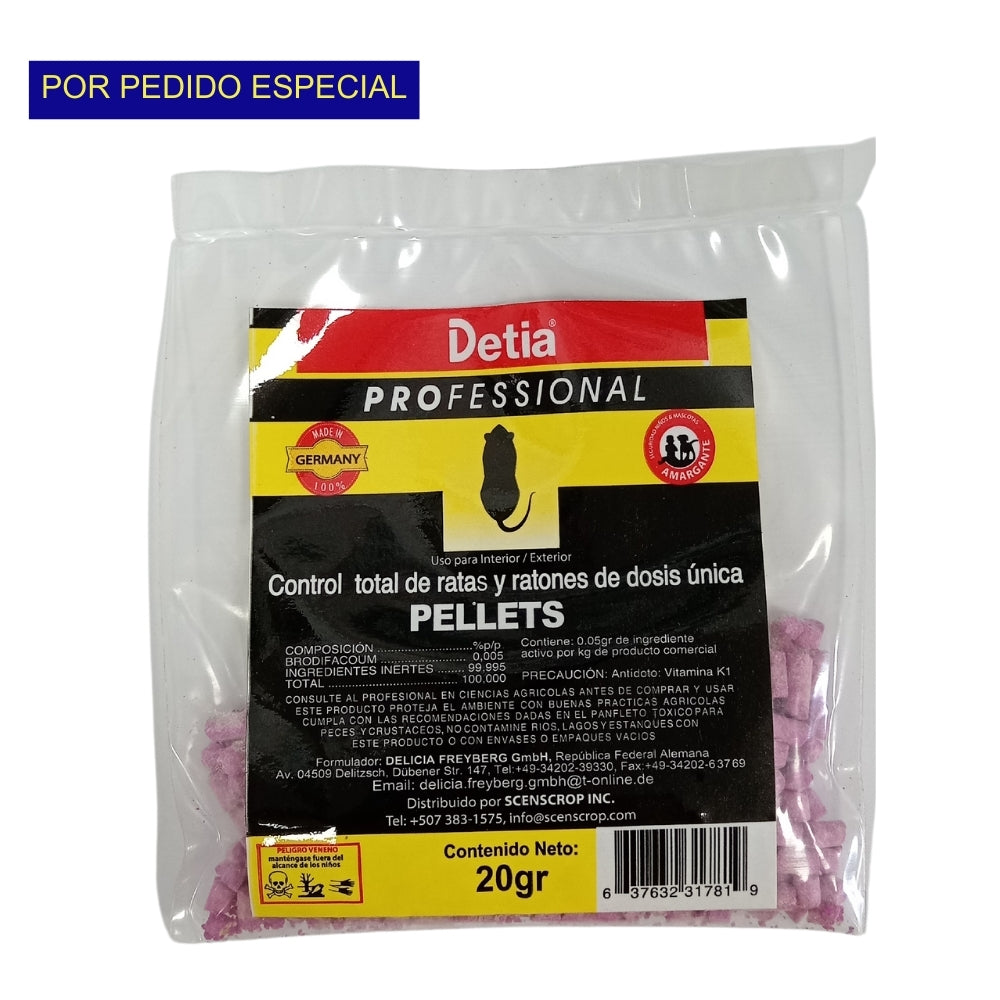 RODENTICIDA DETIA PELLETS 20 GR