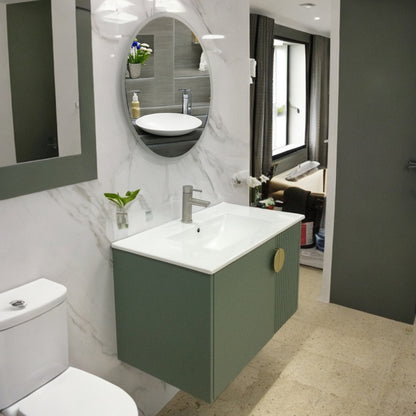 MUEBLE DE BAÑO DE PVC CON LAVAMANO Y GRIFERIA NATURAL FLOW 80X46.5X50 CM INCLUYE ESPEJO LED 60X60CM CAP118-80 MG MINT GREEN
