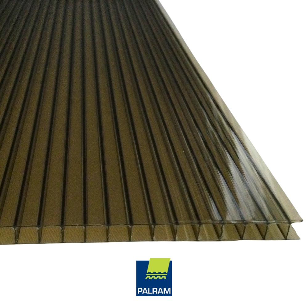 LAMINA DE POLICARBONATO ALVEOLAR 1.22m X 3.05m X 6mm (4 PIES X 10 PIES X 6mm) BRONCE PALRAM