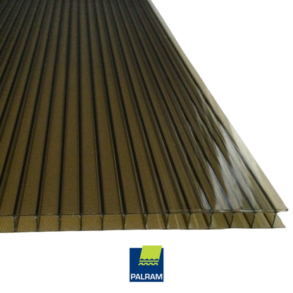 LAMINA DE POLICARBONATO ALVEOLAR 1.22m X 3.05m X 6mm (4 PIES X 10 PIES X 6mm) BRONCE PALRAM