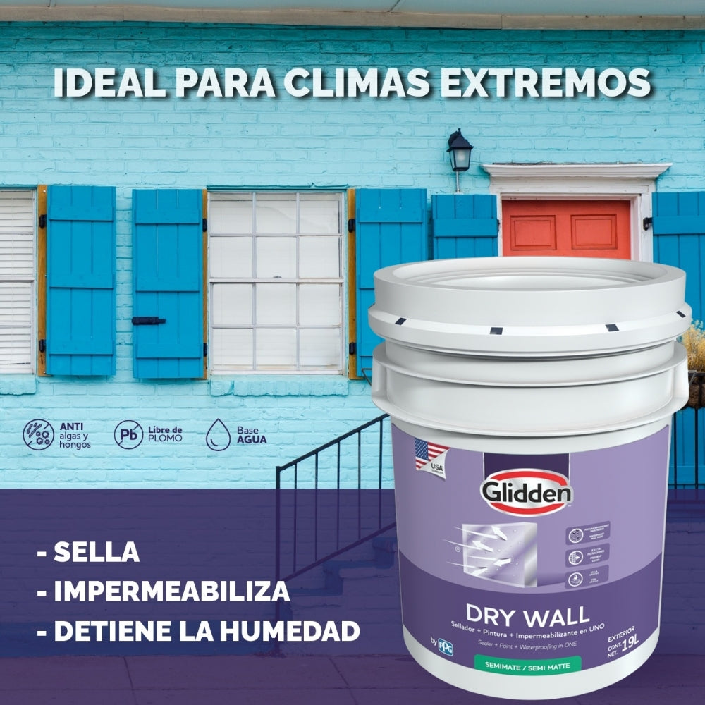 PINTURA ACRILICA DRY WALL BLANCO 5 GALONES 19A0276705 GLIDDEN