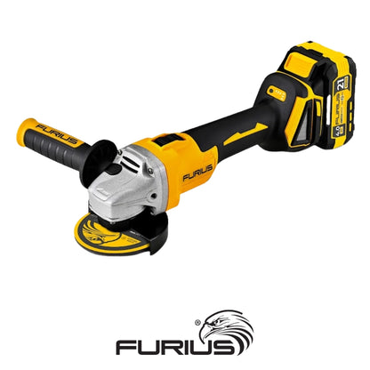 ESMERILADORA ANGULAR INALÁMBRICA BRUSHLESS 21V 4-1/2 PULGADAS. 9,000 RPM. CON BATERÍA LI-ION DE 4AH + CARGADOR 2.4AH CON CONTROL DE CARGA + DISCO DE DESBASTE