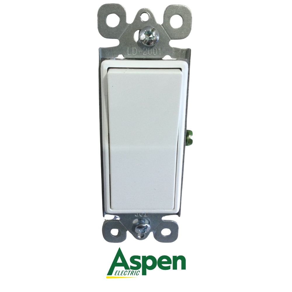 INTERRUPTOR SENCILLO BLANCO DECORA 15A 120/277V UL ASPEN
