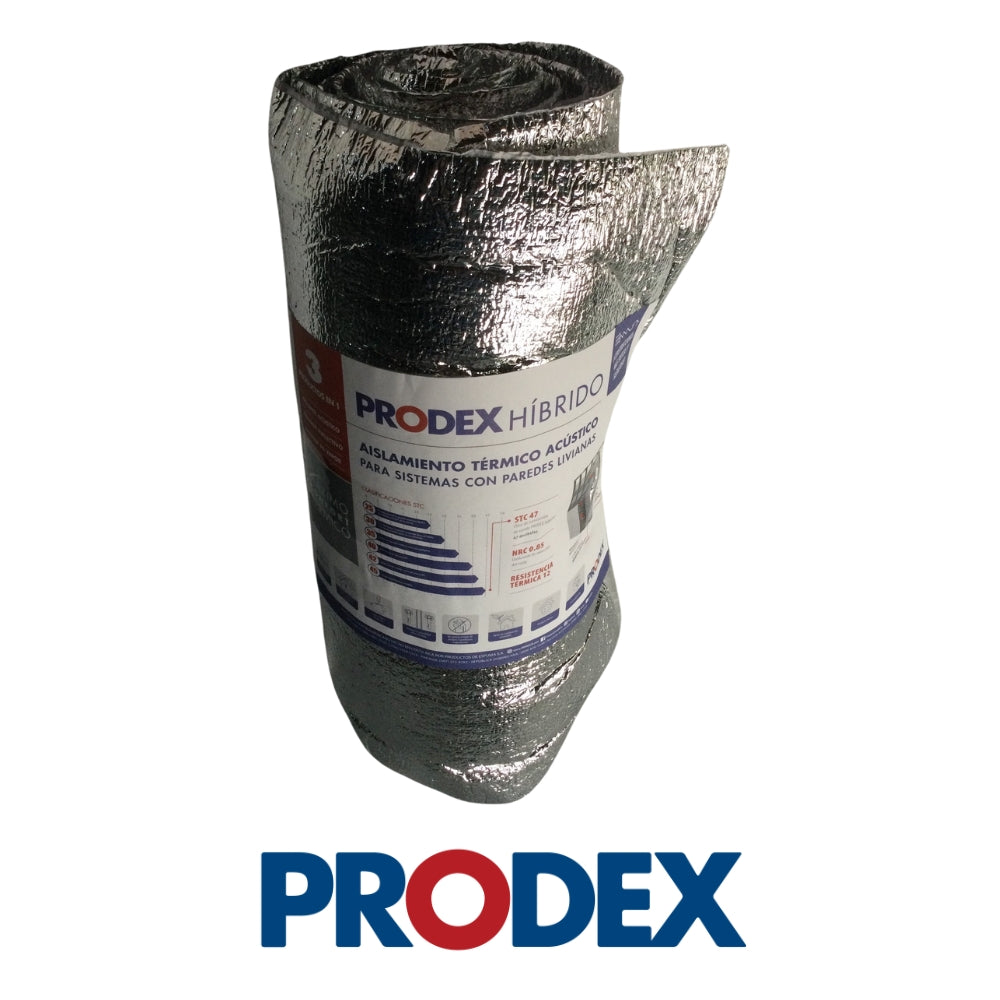 AISLANTE HIBRIDO TÉRMICO/ACÚSTICO 2 PULGADAS X 16 PULGADAS X 8´ FIBRA MINERAL ROLLO 8 UND PRODEX