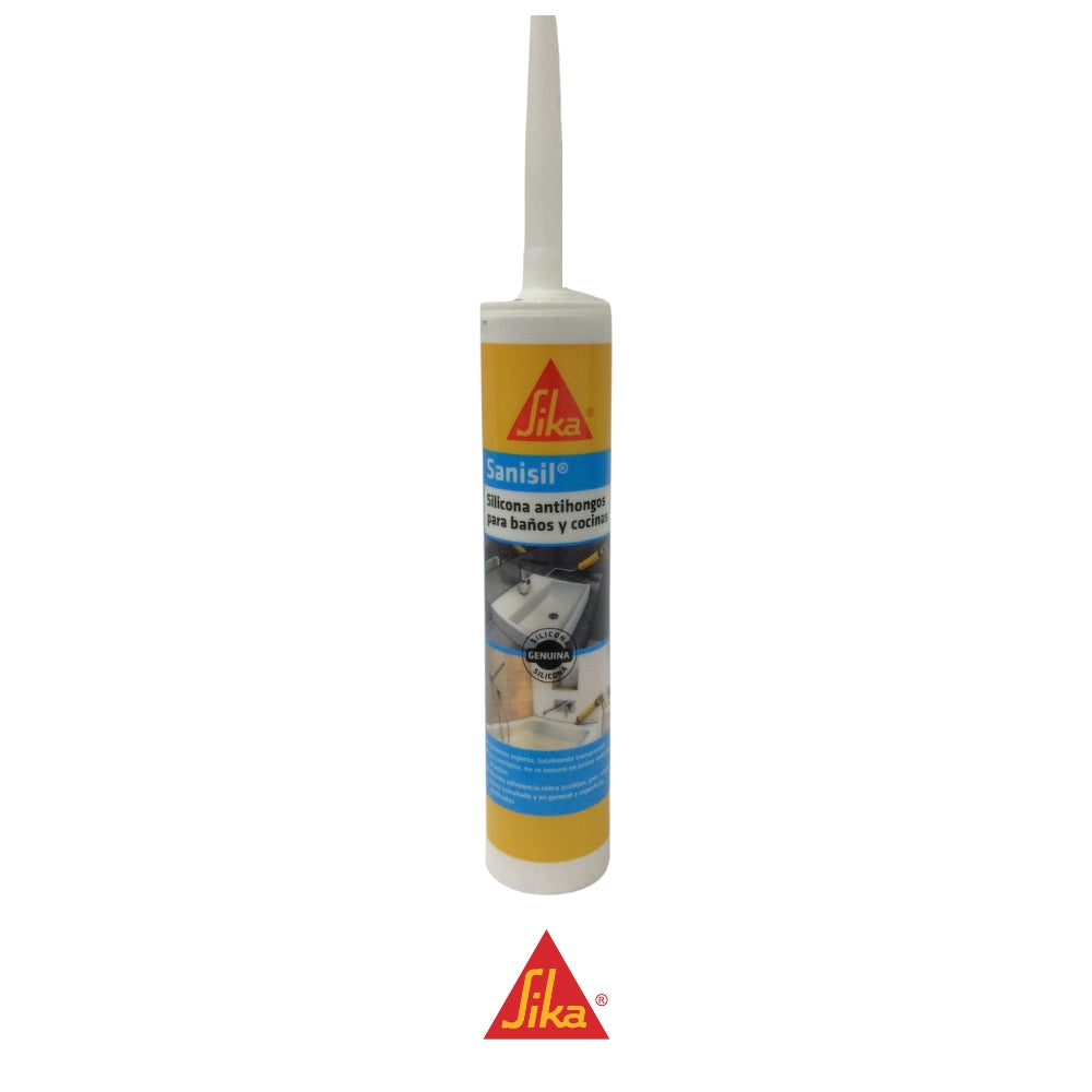 SELLADOR SILICONA ACÉTICA SANISIL TRANSPARENTE SANITARIA 280 ML SIKA