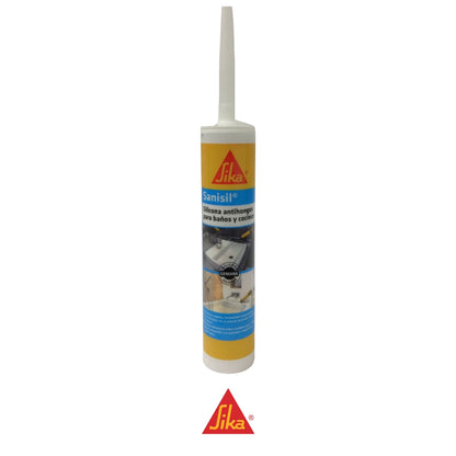 SELLADOR SILICONA ACÉTICA SANISIL TRANSPARENTE SANITARIA 280 ML SIKA