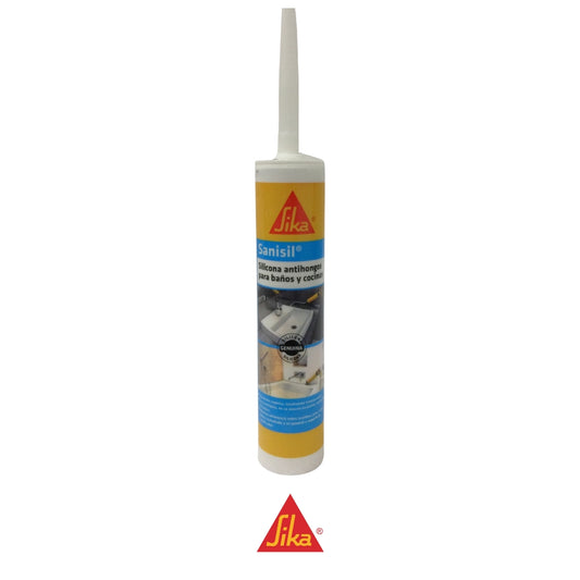 SELLADOR SILICONA ACÉTICA SANISIL TRANSPARENTE SANITARIA 280 ML SIKA