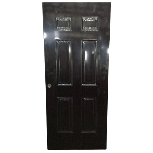 PUERTA DE METAL 3' X 7' DE 6 PANELES CON BORDE DE MADERA ACABADO MADERA CAOBA METALPRO
