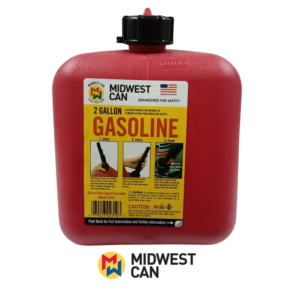 TANQUE PARA GASOLINA SEGURO 2 GALONES MIDWEST CAN 2310 SAFE-FLO