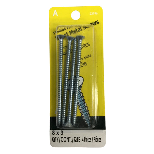 TORNILLO PARA LAMINA ZINCADO CAB PLANA PHILLIPS #8 x 3 PULGADAS