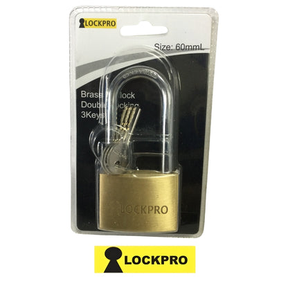 CANDADO DE 60MM ARCO LARGO BRONCE  LOCKPRO