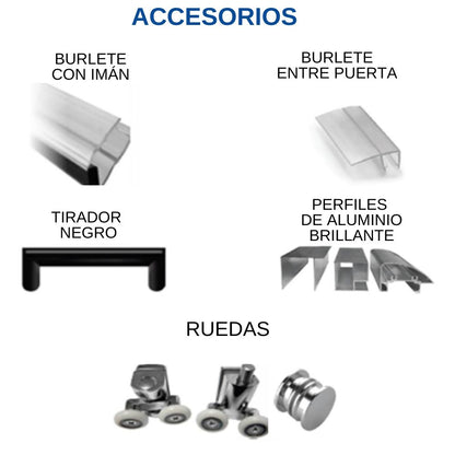 PUERTA DE VIDRIO TEMPLADO PARA  BAÑO AQUA 1350 MM X 1800 MM VIDRIO TEMPLADO 6MM