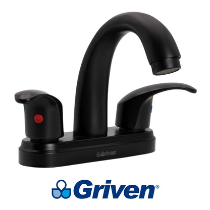 LLAVE DOBLE DE LAVAMANOS CUELLO CURVO NEGRO GRIVEN GV-BF-1