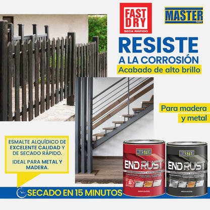 ESMALTE DE ACEITE ANTICORROSIVO BASE SECADO RAPIDO END RUST FAST DRY ACCENT CUARTO VV2779P MASTER