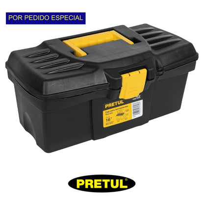 CAJA DE HERRAMIENTA NEGRO/AMARILLO PRETUL 16 PULGADAS