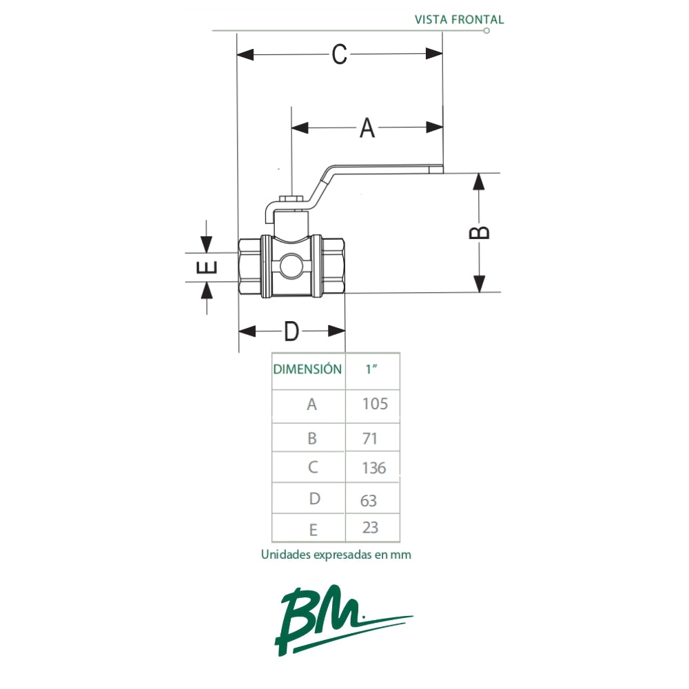 LLAVE DE BOLA 1 PULGADA CROMADA BM-VB1