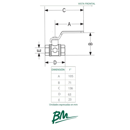 LLAVE DE BOLA 1 PULGADA CROMADA BM-VB1