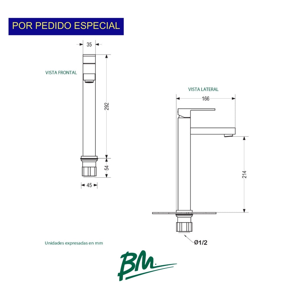 LLAVE DE LAVAMANOS TOKIO ALTO CUADRADO BM-S002