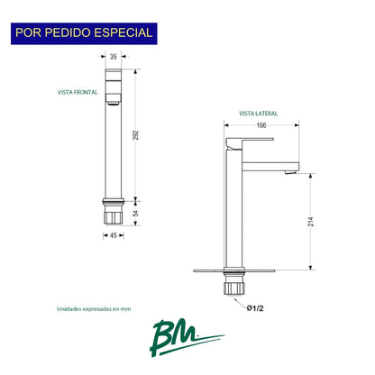 LLAVE DE LAVAMANOS TOKIO ALTO CUADRADO BM-S002