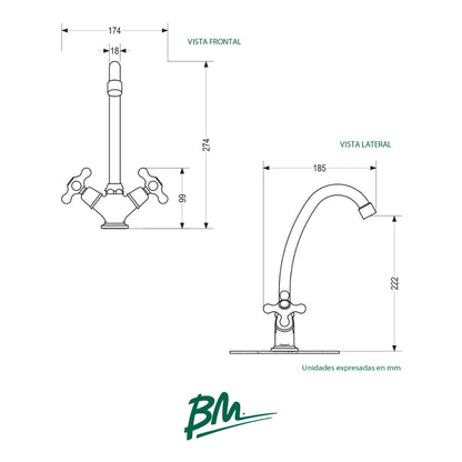 LLAVE PARA FREGADOR SENCILLA MANIJA DE CRUZ IDEAL BM-C50105