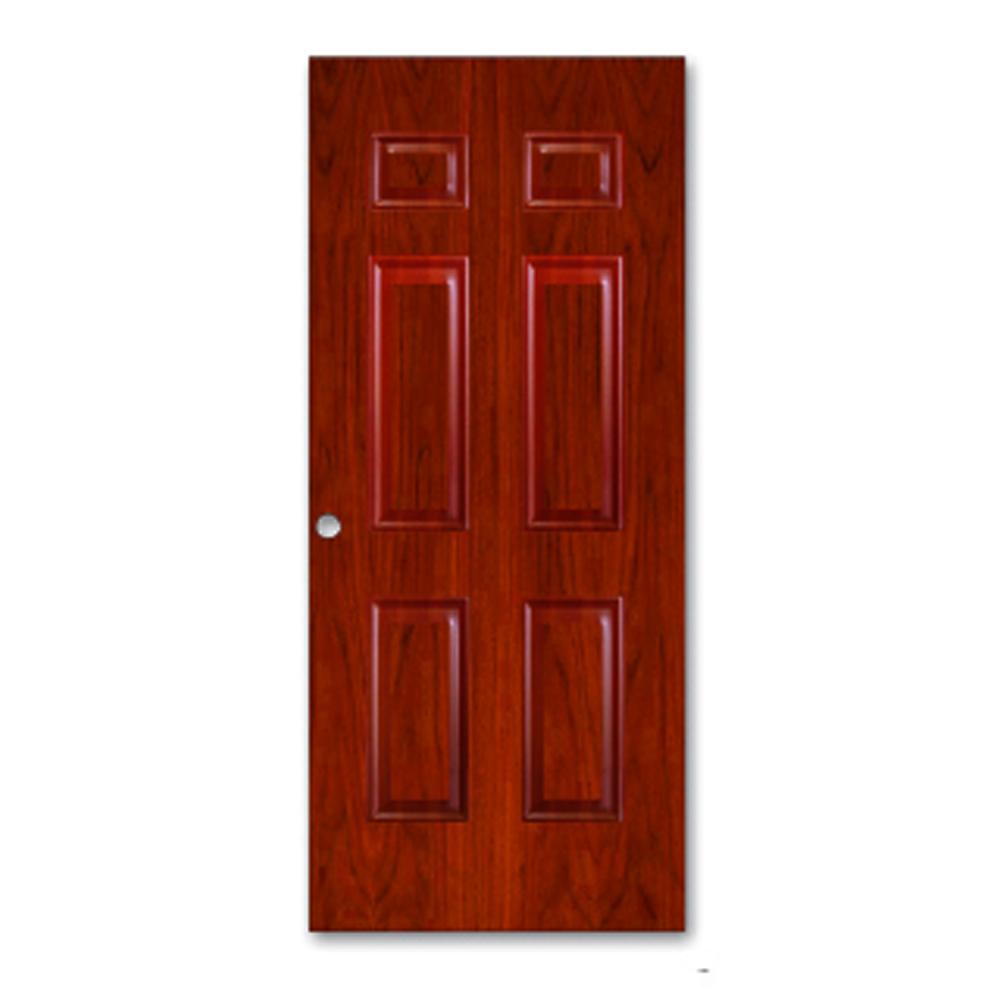 PUERTA DE METAL 6 PANELES 3X7 PIES CON BORDE DE MADERA ACABADO MADERA CM15 (METALPRO)