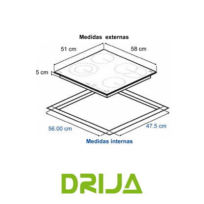 ESTUFA VITROCERAMICA SENSOR DE CONTROL TÁCTIL. 4 QUEMADORES (ALEMANIA 60 ELECTRICO)