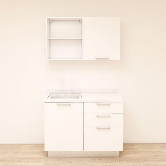 MUEBLE DE COCINA CON FREGADOR Y GABINETE AEREOS COLOR BLANCO YKL-CG-15/TH2242 IZQUIERDO 1.20M