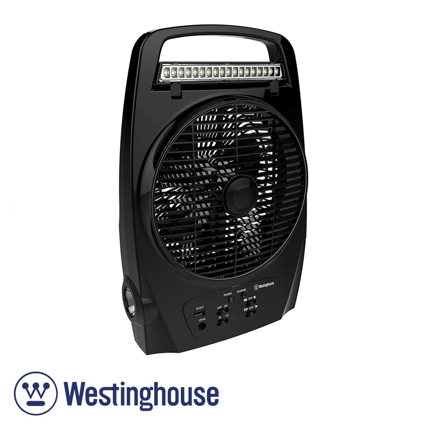 ABANICO RECARGABLE 8 PULGADAS 24W CON LUZ COLOR NEGRO WESTINGHOUSE