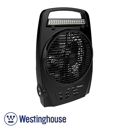 ABANICO RECARGABLE 8 PULGADAS 24W CON LUZ COLOR NEGRO WESTINGHOUSE