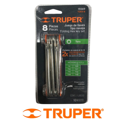 JUEGO DE LLAVE TORX TIPO NAVAJA 8 PZS TRUPER